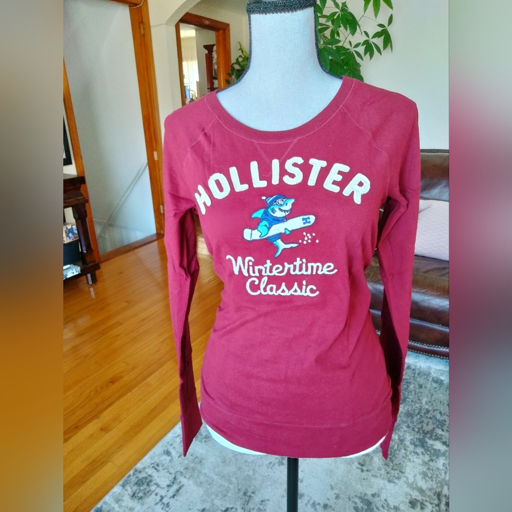 Hollister Women's Medium Maroon Long Sleeve Top